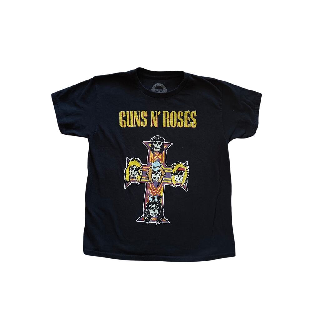 Youth Kids Medium M Guns N' Roses Black Graphic Tour Tee T-Shirt Top Short Slv